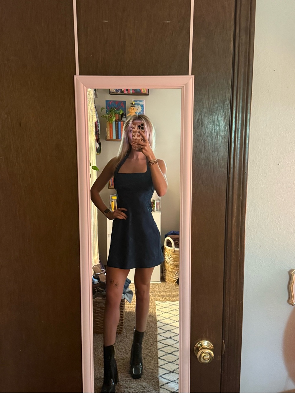 Navy Floral Halter Dress by Wild Fable